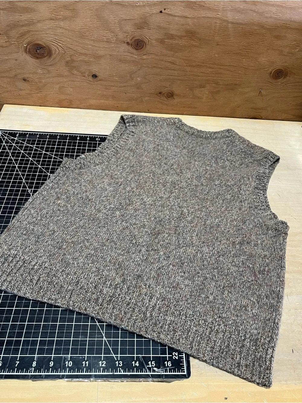 Vintage Royal Scott V-Neck Cable Knit Sweater Vest by - Brown Heather